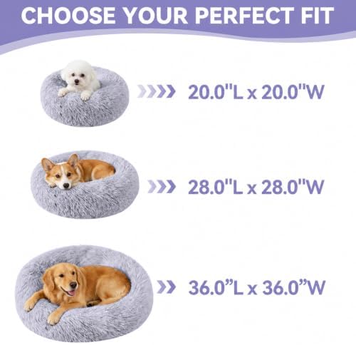 Large Dog Bed, Washable Plush Donut Dog Bed, 36 Inch