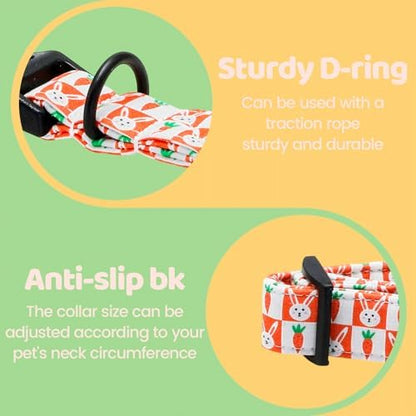 Dog Collars, Easter Carrot Rabbit Print Cotton Collar Holiday Adjustable Light Plastic Buckle Collar with Bow Pet Collar Gift for Medium Dogs