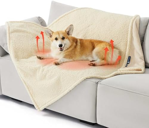 Bedsure Self Warming Dog Blankets for Large Dogs Waterproof - 40"X50" White