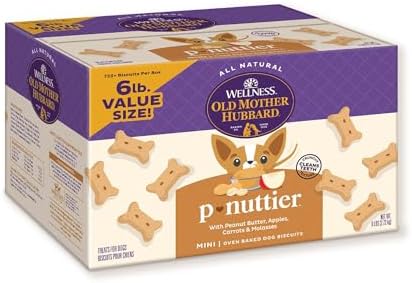 Wellness Old Mother Hubbard Classic P-Nuttier Dog Biscuits, Natural Training Treats, Peanut Butter Flavor, Mini Size, 6 lb Box