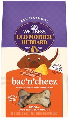 Wellness Old Mother Hubbard Classic Bac'N'Cheez Dog Biscuits, Natural Training Treats, Bacon and Cheese Flavor, Small Size, 20 oz Bag