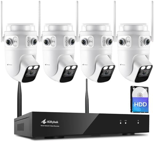Kittyhok Home Security Camera System Wireless, 2K Triple Lens Cameras