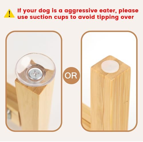 Elevated Dog Bowl Stand Adjustable Dog Food Holder 10”H Medium Bamboo