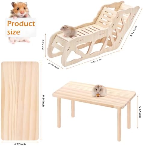 Hamster Play Wooden Platform，2-piece Set Hamster cage Accessories Toys