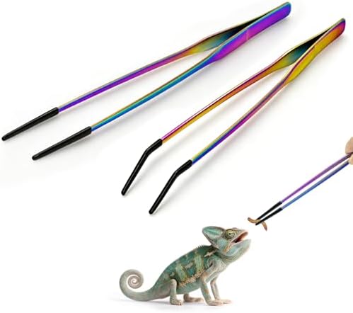 Syn-zer Reptile Feeding Tongs, 10.6" Straight & Curved (Multicolor)