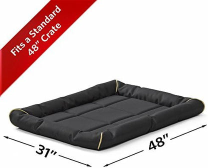 MidWest Homes for Pets XL QuietTime MAXX Ultra-Rugged Dog Bed, Water & Odor Resistant, Bolstered Edge, Non-Slip Bottom, Fits 48-inch Crates, Black