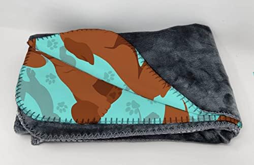 Caroline's Treasures MLM1048TBLT Red Dachshund Soft Travel Blanket with Bag Airplane Blanket, Indoor Outdoor Camping Blanket for Traveling, Picnics, Beach Trips, Concerts