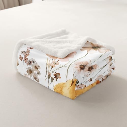 Erosebridal Kids Capybara Blankets and Throws 60"x80",Mushroom Capybara Blanket Throw for Girls Women,Funny Animal Print Fleece Blanket Farmhouse Floral Sherpa Blanket for Bedroom Decor