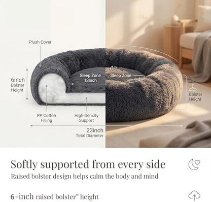 nononfish Calming Dog Bed for Small Dogs,Plush Donut Pet Bed