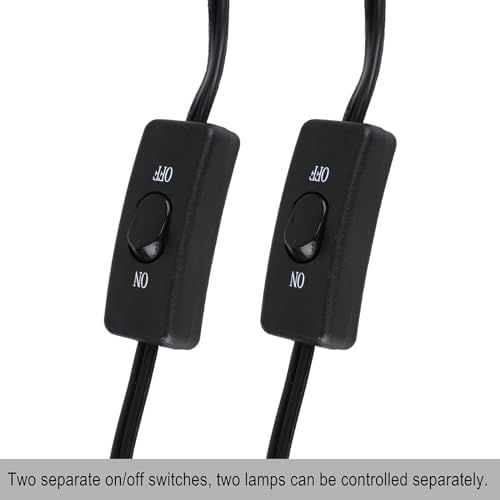 DXOPHIEX 15inch Dual Reptile Light Fixture Dual Dome Reptile Heat Lamp