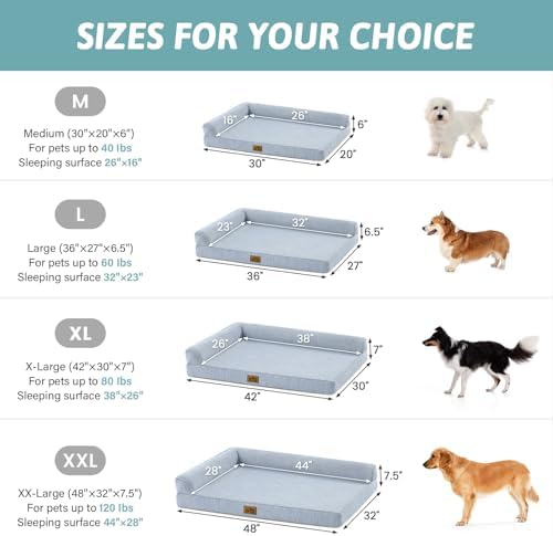 COZY KISS Cooling Dog Bed, Q-Max >0.4 Orthopedic Foam Dog Bed with Sides