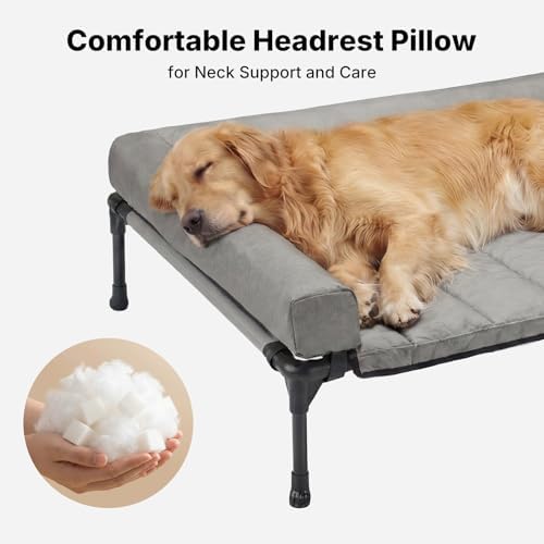 Veehoo Outdoor Elevated Dog Bed with Waterproof Bolster Cushion, Cooling