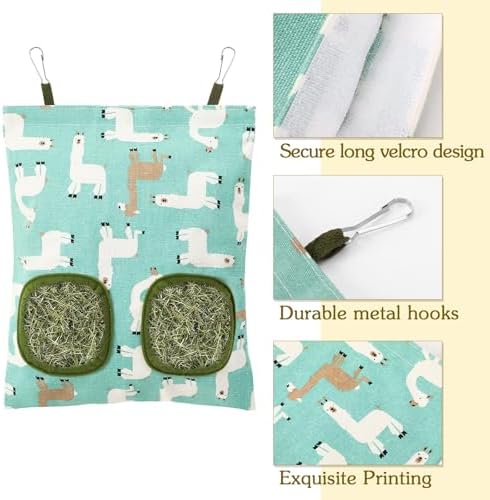 UPINS 3Pack Guinea Pig Hay Feeder Bag,Bunny Rabbit Cage Bag Hanging Holder
