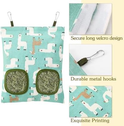 UPINS 3Pack Guinea Pig Hay Feeder Bag,Bunny Rabbit Cage Bag Hanging Holder