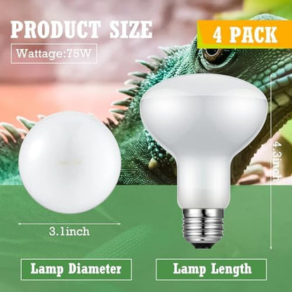 Tarpop 8 Pcs 75w Reptile Heat Lamp Bulbs, Uva Basking Bulbs, E26 Base