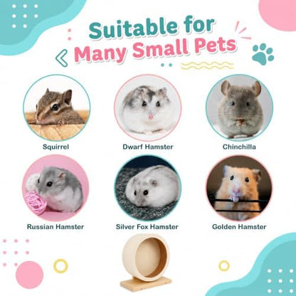 antiai Hamster Wooden Silent Wheel, 9.8 Inch Small Animal Exercise Wheel Accessories, Quiet Spinner Hamster Running Wheels Prevent Depression Toys for Hamsters, Gerbils, Mice and Other Small Pets（L）