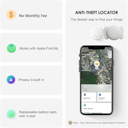 GPS Tracking Device,Real Time Vehicles Tracker with Magnetic Waterproof Case,No Monthly Fee Hidden Car GPS Tracker for Car Work with Apple Find My(iOS Only),No Subscription Required (White,1PCS)
