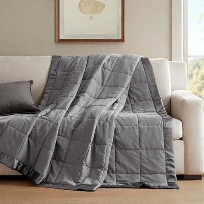 Madison Park Down Alternative King Blanket for Bed, Satin Trim, Charcoal