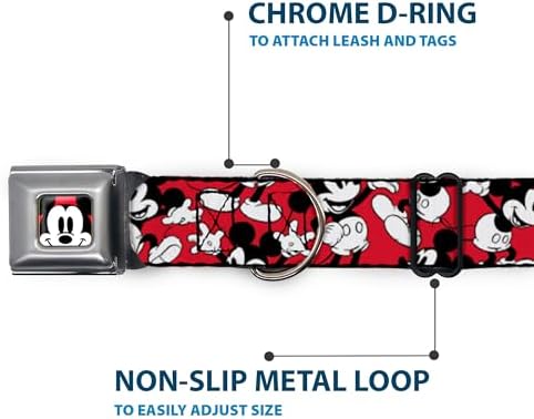 Buckle-Down Seatbelt Buckle Dog Collar - Steamboat Willie Scenes Film Strip White/Black - 1.5" Wide - Fits 16-23" Neck - Medium