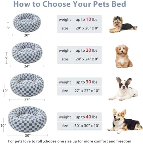 BFPETHOME Small Washable Cozy Donut Dog Beds for Dogs