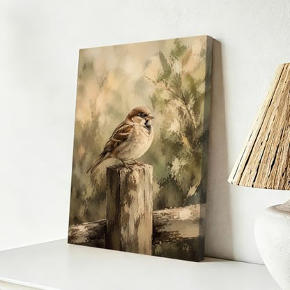 Sparrow Canvas Wall Art 12x16 Inch, Framed Wall Art for Living Room