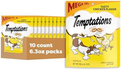 Temptations Classic Crunchy and Soft Cat Treats, Tasty Chicken, 6.3oz, 10pk
