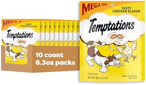 Temptations Classic Crunchy and Soft Cat Treats, Tasty Chicken, 6.3oz, 10pk