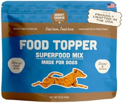 Smart Cookie Natural Dog Food Topper - Superfood - Salmon Dog Meal Mixer for All Ages - Food Topper for Picky Eaters and Boosting Nutrition - Non GMO, Made in The USA - 15 oz Bag (30 Day Supply)