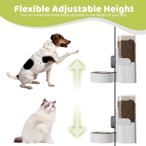 Hanging Cage Auto Pet Food Bowl Water Bottle Dispenser, 1L, Grey