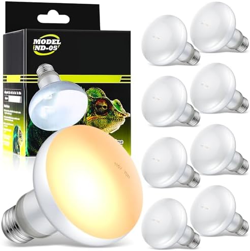 Tarpop 8 Pcs 75w Reptile Heat Lamp Bulbs, Uva Basking Bulbs, E26 Base