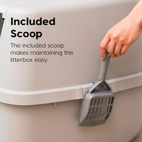 IRIS USA Large Front Door Cat Litter Box, Walk-In Entry, Gray