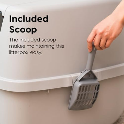 IRIS USA Large Front Door Cat Litter Box, Walk-In Entry, Gray