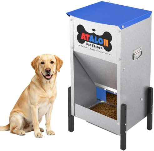 50 lb Automatic Dog Feeder for Large Breeds, 3 Adjustable Heights