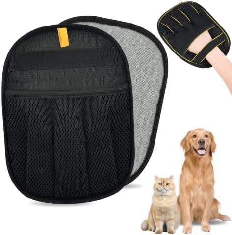 Pet Hair Removal Glove for Cats & Dogs, Upgrade 5-Finger Magic Brush Pet Hair Remover Tool, Electrostatic Reusable Grooming Mitt for Laundry, Couch, Carpet & Car Seat