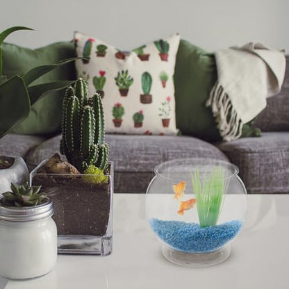 POPETPOP Plastic Fish Bowl Small Fish Tank Desktop Aquarium Clear Round