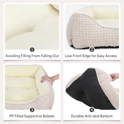 MIXJOY X-Large Dog Bed for Large, Medium, Small Dogs - Rectangle, Washable, Orthopedic, Soft Calming Sleeping Puppy Bed - Durable Pet Cuddler with Anti-Slip Bottom - XL (35"x25"x9")