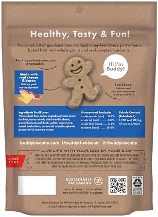 Buddy Biscuits Softies Soft & Chewy Dog Treats, Bacon & Cheese, 20 oz. Pouch