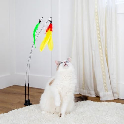 Cat Toys For Indoor Cats: Interactive Cat Toy Wand, 9 Feathers Wand Lures