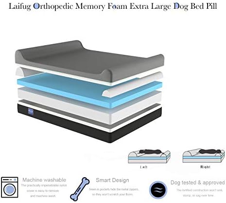 Laifug Orthopedic Memory Foam Extra Large Dog Bed Pillow(50"x36"x10", Chocolate) Durable Water Proof Liner & Removable Washable Cover & Smart Design