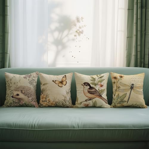 Vintage Animals Pillow Covers 18”x18”, Linen Pillowcases