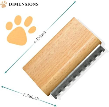 Wooden Deshedding Brush for Dogs, Cats & Horses, Deshedding Grooming Tool Curry Comb Pet Hair Removal Tool, Deshedding Dog Brush Combs for All Hair Types, 4.33 Inch