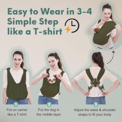 Supet Dog Sling Carrier for Small Pet, Adjustable Hands Free Front Backpack
