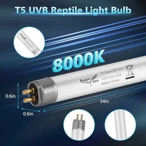 3-Pack UVB Reptile Light 10.0 Bulb 39W T5 Fluorescent Desert Lamp UVA for Bearded Dragon Tortoise Reptile & Amphibian