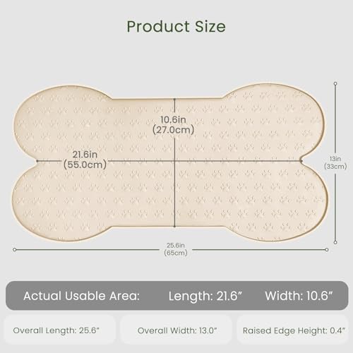 PWTAA Dog Food Mat Anti-Slip Silicone Dog Bowl Mat Thicker Pet Placemat Waterproof Cat Feeder Pad with Raised Edge Puppy Kitten Feeding Mats Suitable Small Medium-Sized Dogs Cats Eating Tray