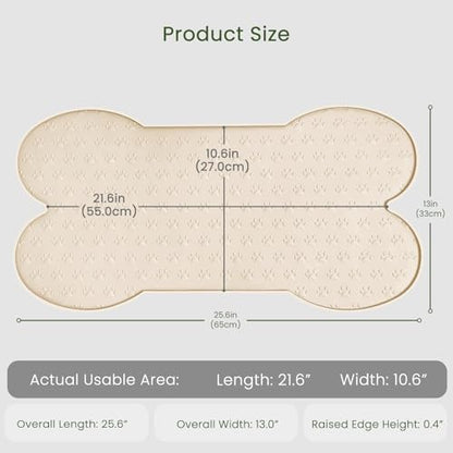 PWTAA Dog Food Mat Anti-Slip Silicone Dog Bowl Mat Thicker Pet Placemat Waterproof Cat Feeder Pad with Raised Edge Puppy Kitten Feeding Mats Suitable Small Medium-Sized Dogs Cats Eating Tray