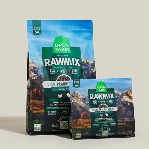Open Farm RawMix Dry Cat Food, Open Prairie Grain Free Kibble, 8lb Bag