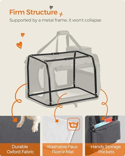 Feandrea Collapsible Soft Dog Crate, Portable Travel Carrier, 24 Inches