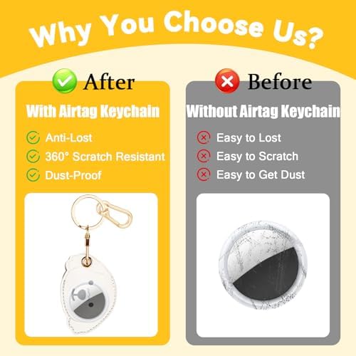 Leather Keychain Holder Case for AirTag, Cute Protective Cover for Apple Airtag KeyChain, GPS Tracker Item Finder