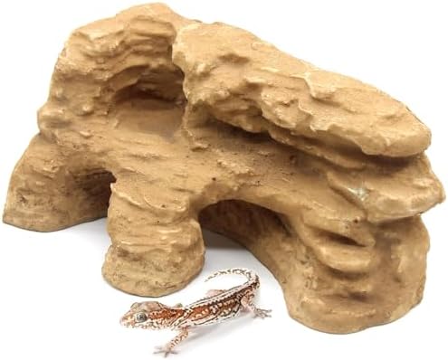 Reptile Hide Shale Scape Step Ledge Backdrop, Reptile Corner Rock Basking Platform Cave Hideout Tank Accessories Decorations, Great for Reptiles, Amphibians, Leopard Gecko, Snake, Frogs, Turtle