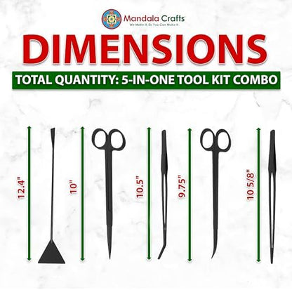 Mandala Crafts Black 12 Inch Aquascaping Tool Kit for Aquarium Terrariums